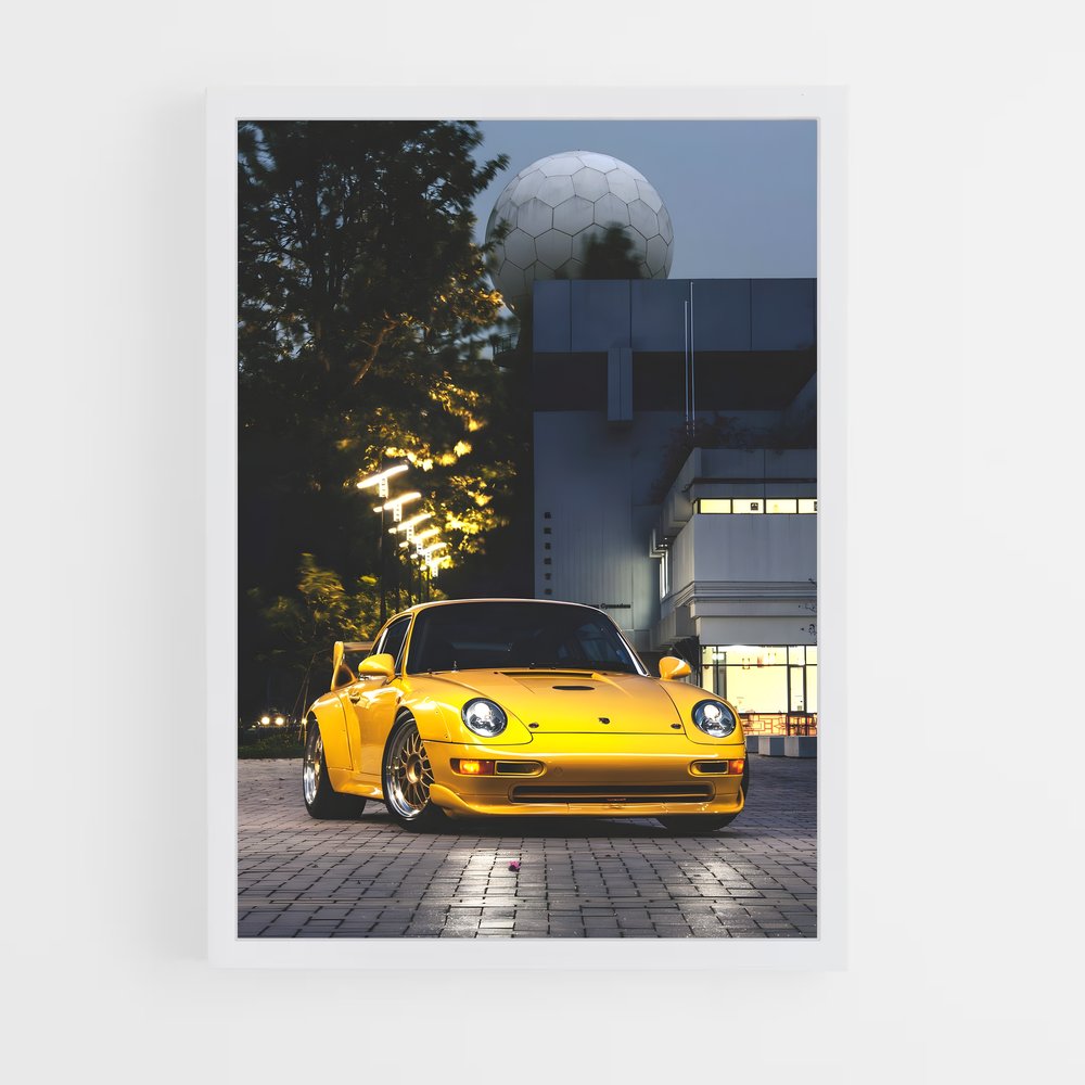 Poster Turbo Jaune – affiche Porsche (vue 3)
